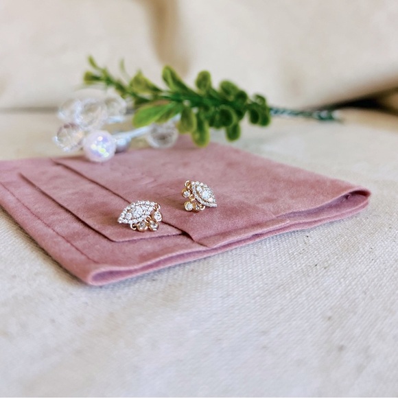 Stud Evil Eye with Drops Earrings 18k Gold Plated Luxury Jewelry - Picture 4 of 9